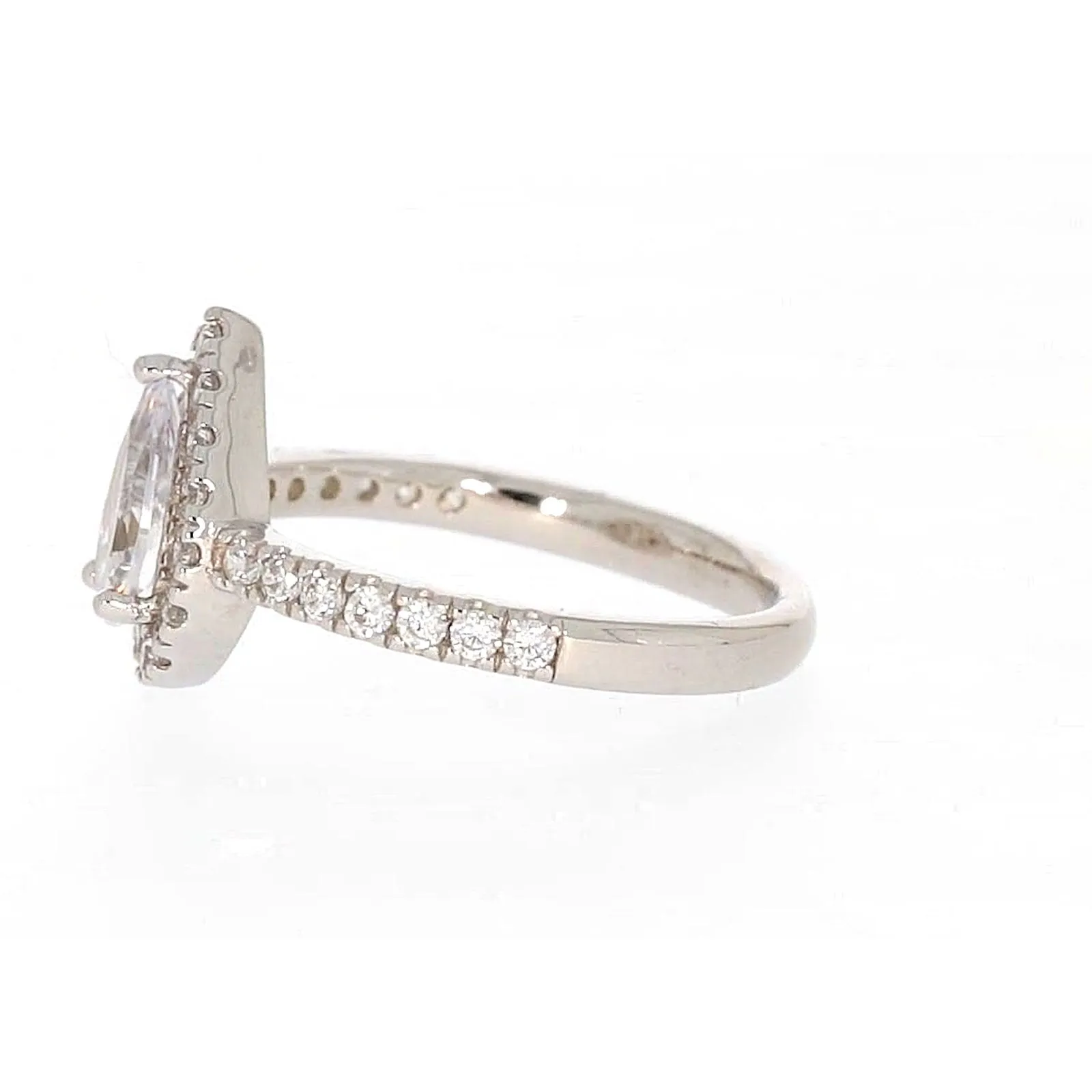 Sterling Silver Cubic Zirconia Pear Ring
