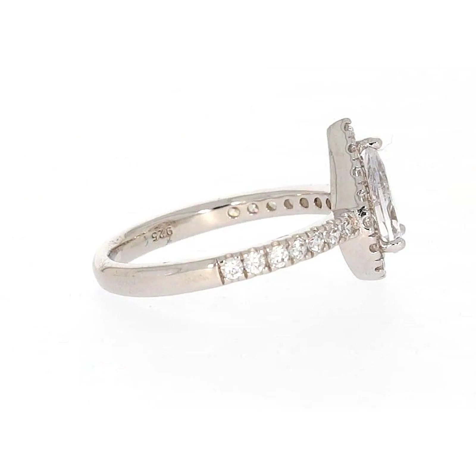 Sterling Silver Cubic Zirconia Pear Ring
