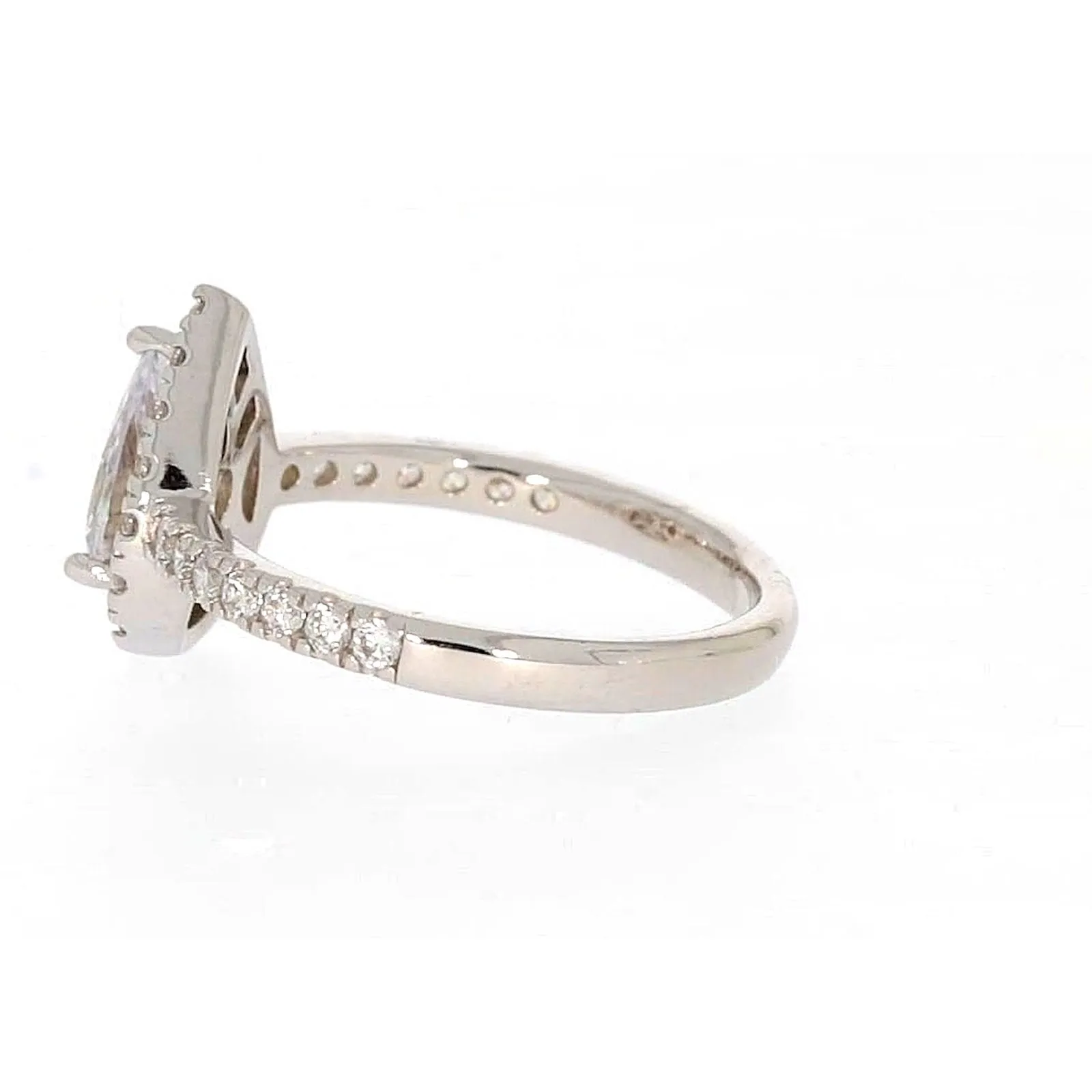 Sterling Silver Cubic Zirconia Pear Ring