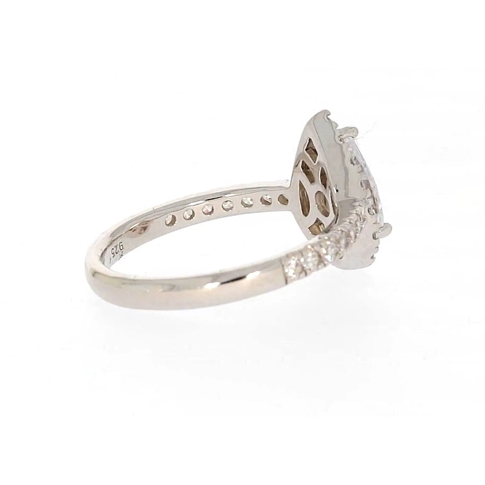 Sterling Silver Cubic Zirconia Pear Ring