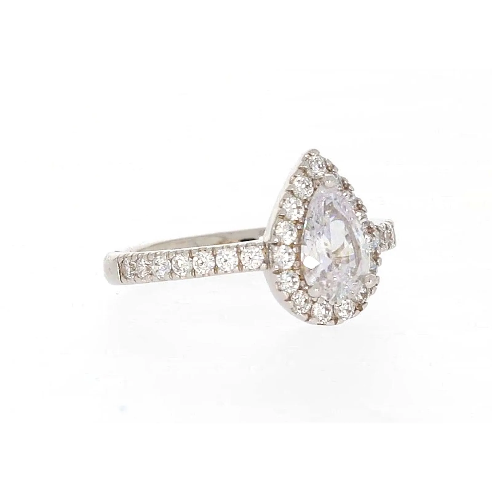Sterling Silver Cubic Zirconia Pear Ring