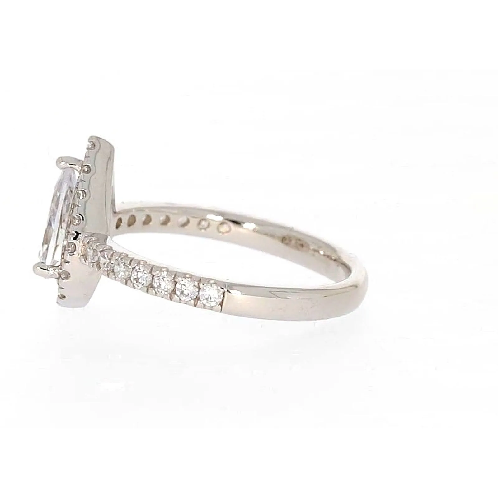 Sterling Silver Cubic Zirconia Pear Ring