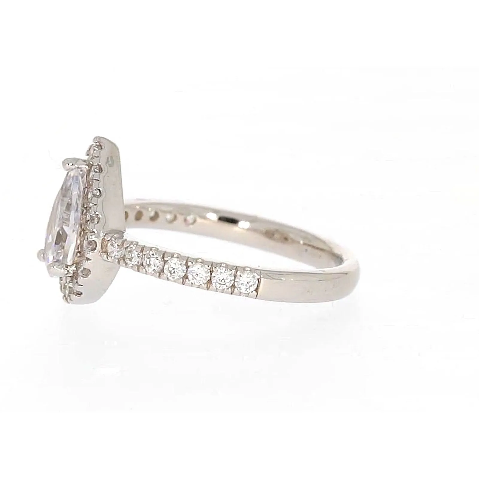 Sterling Silver Cubic Zirconia Pear Ring