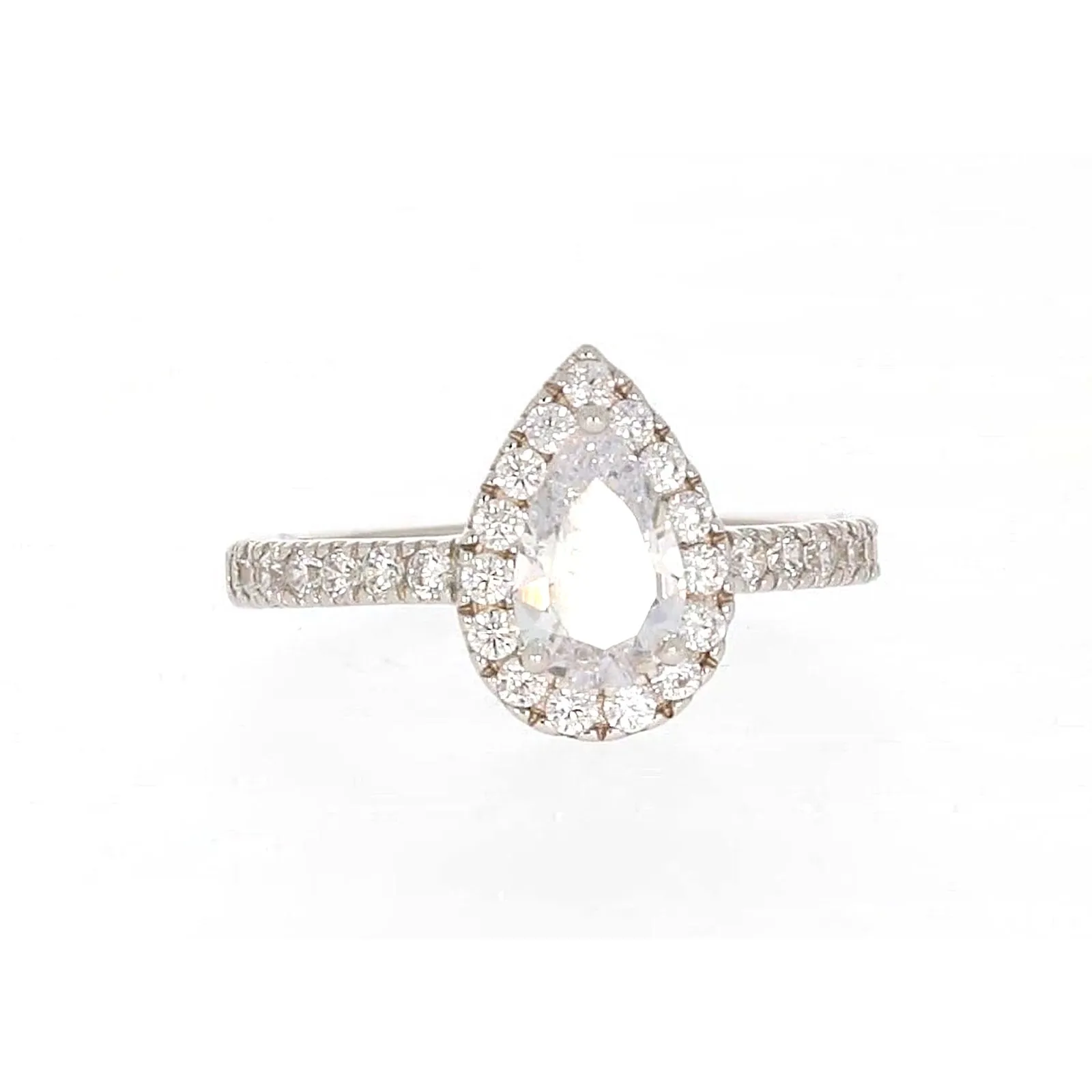 Sterling Silver Cubic Zirconia Pear Ring