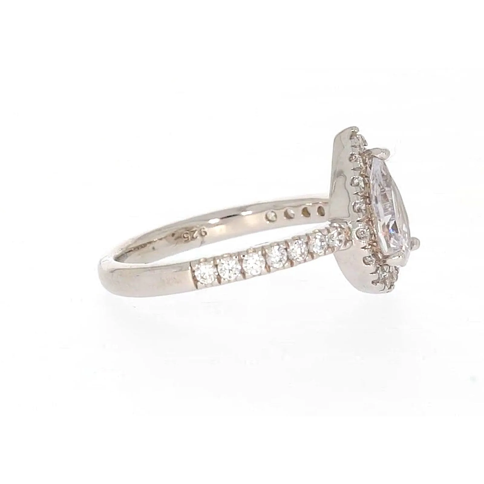 Sterling Silver Cubic Zirconia Pear Ring