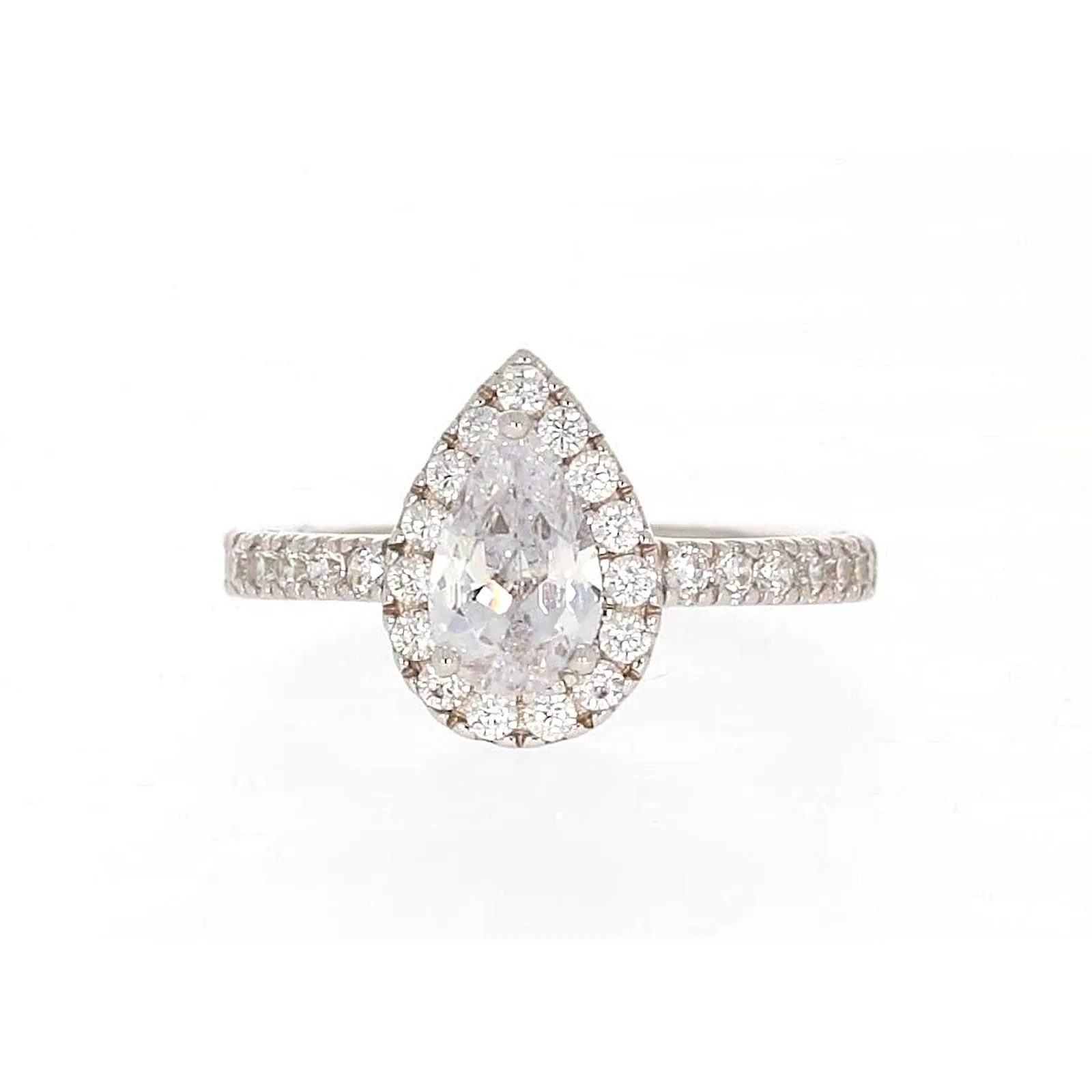 Sterling Silver Cubic Zirconia Pear Ring