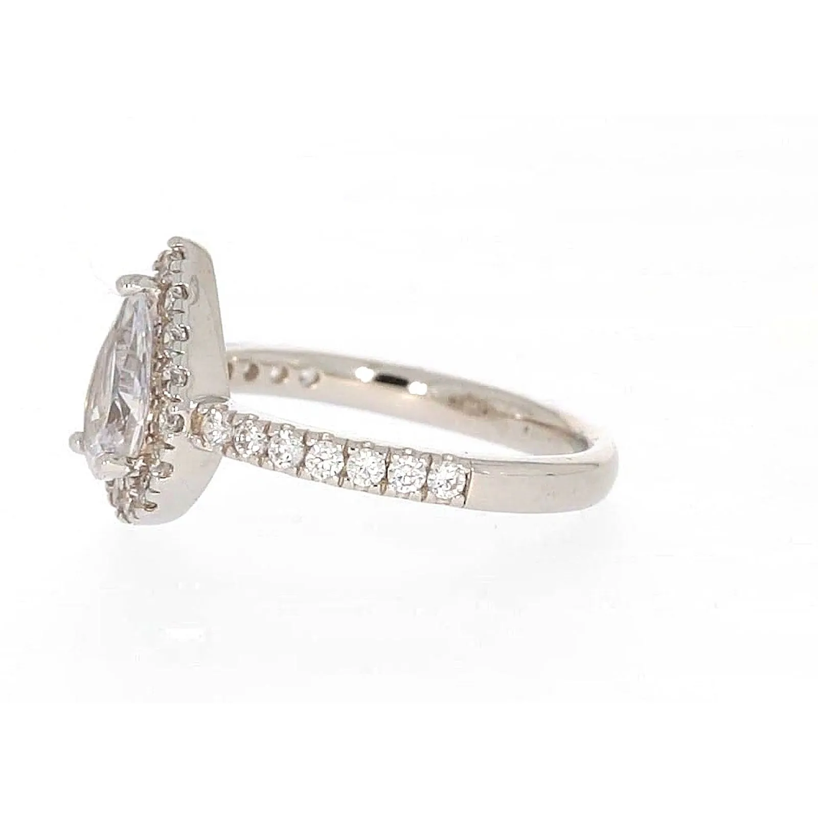 Sterling Silver Cubic Zirconia Pear Ring