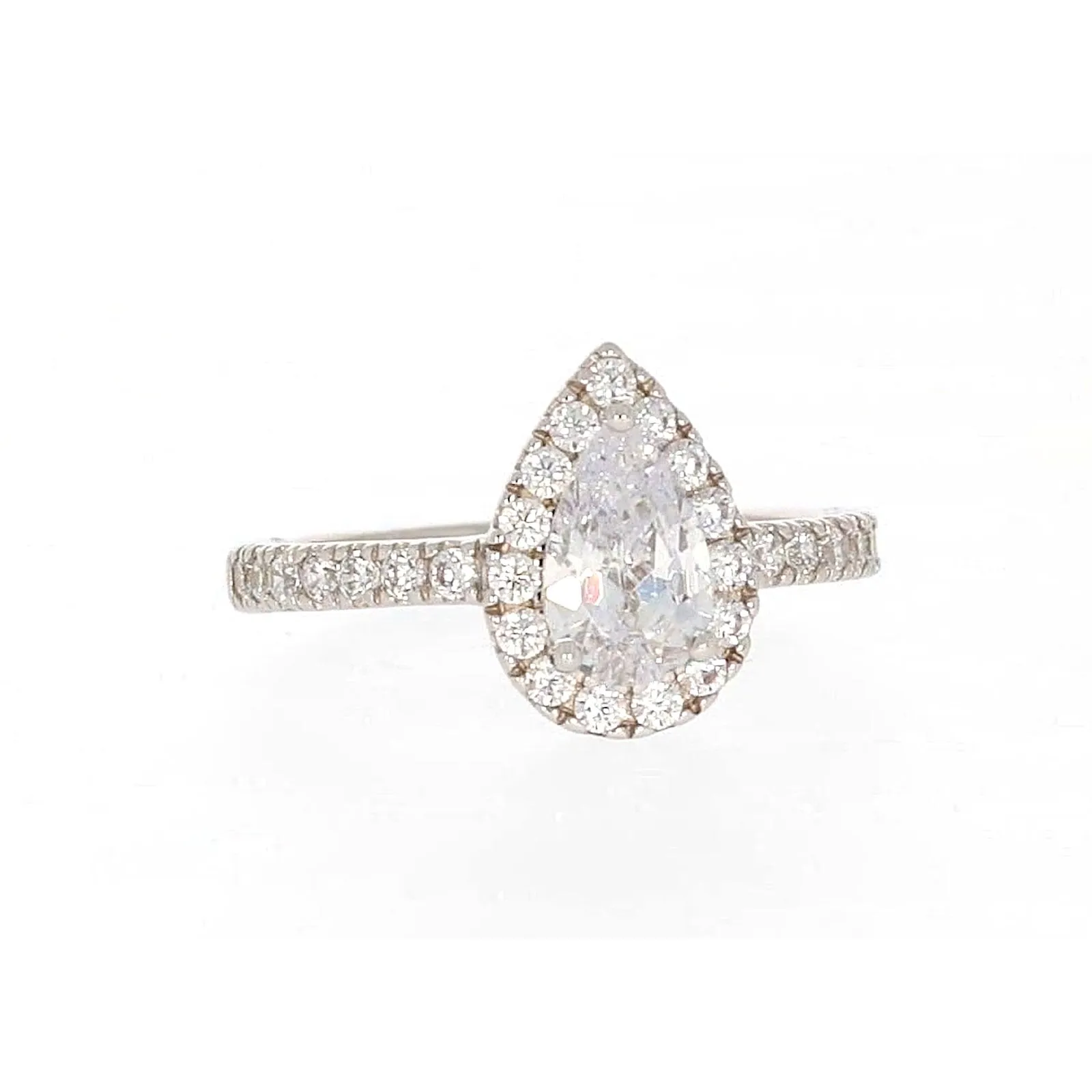 Sterling Silver Cubic Zirconia Pear Ring