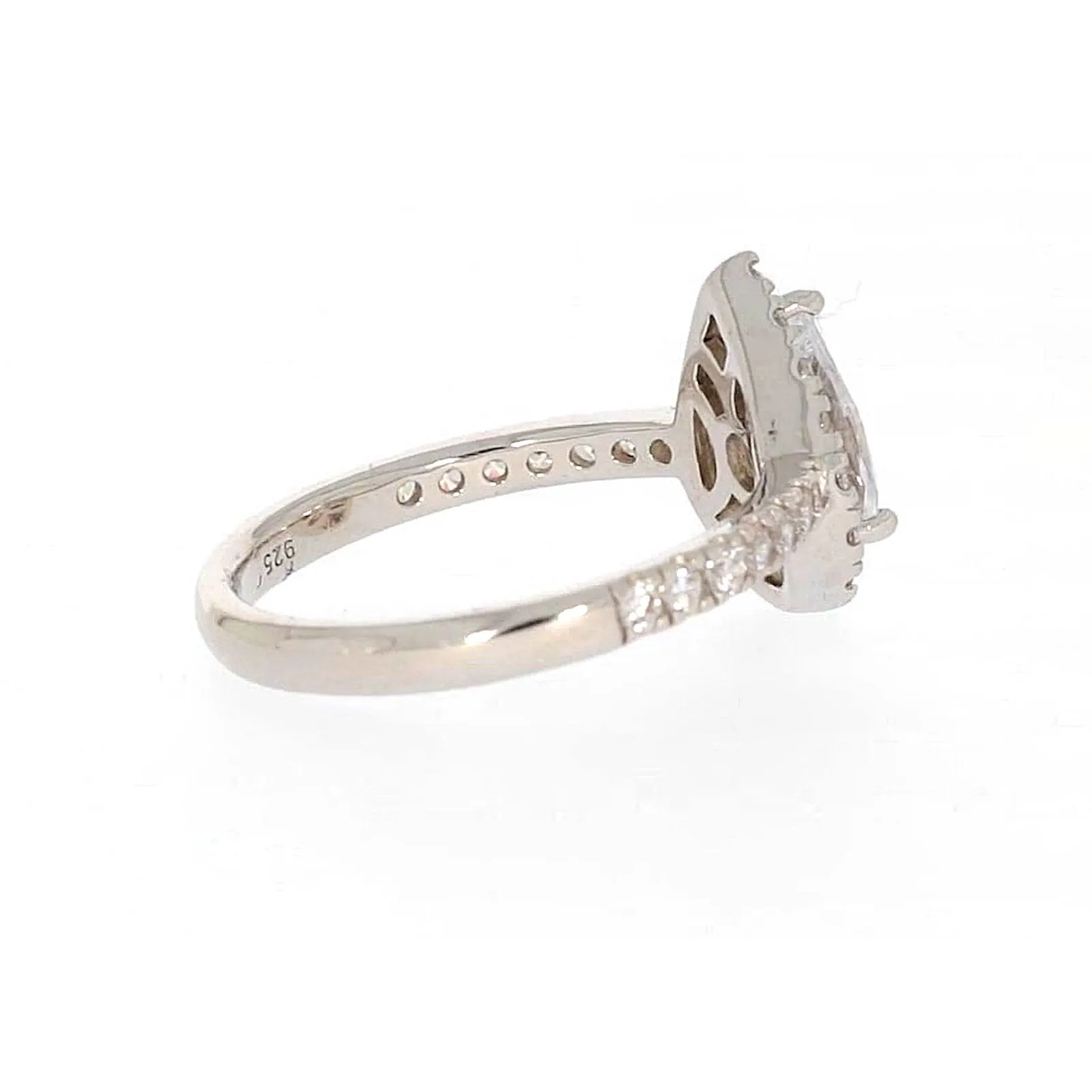Sterling Silver Cubic Zirconia Pear Ring