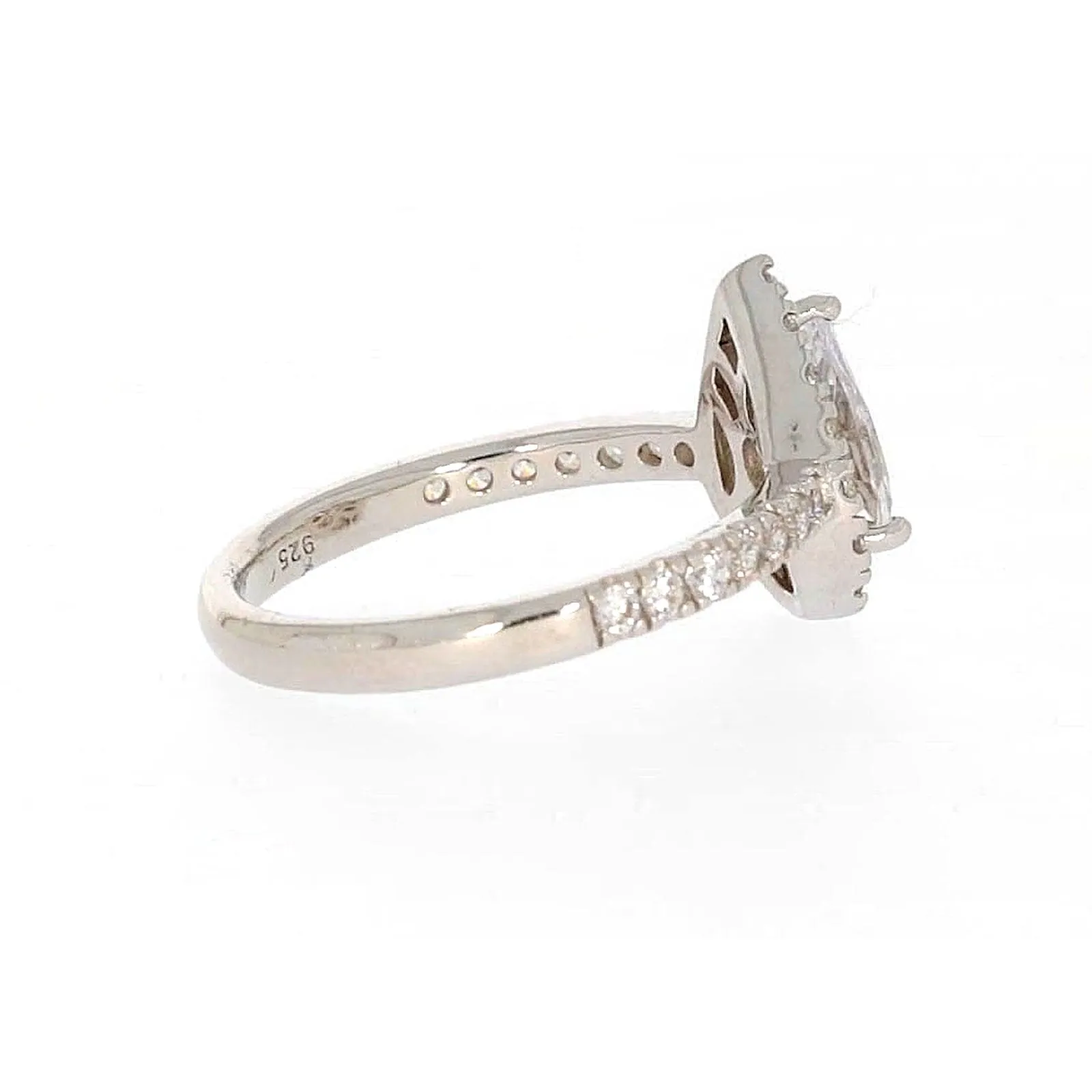 Sterling Silver Cubic Zirconia Pear Ring