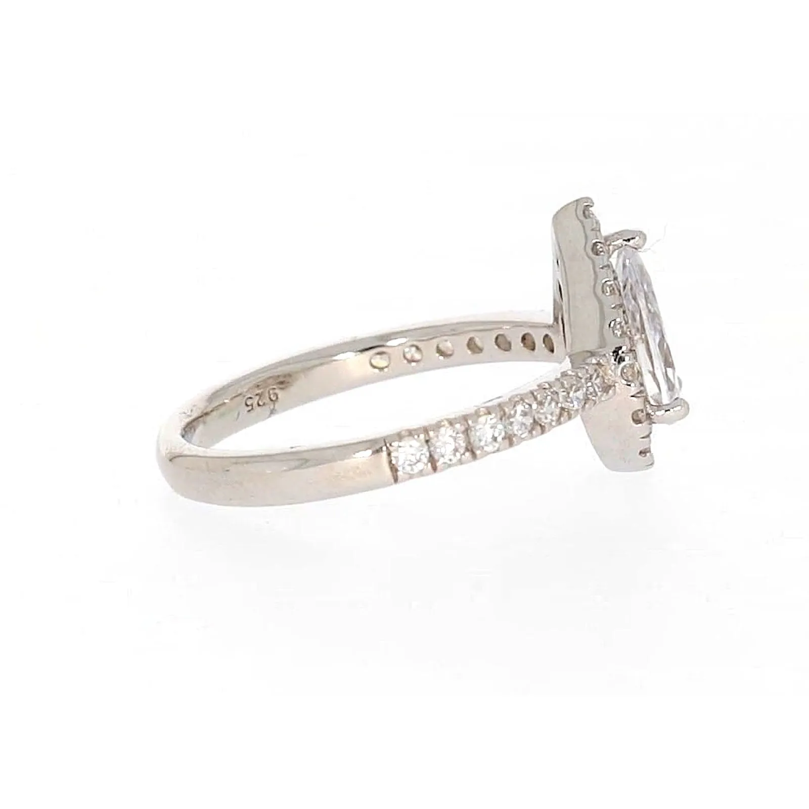 Sterling Silver Cubic Zirconia Pear Ring