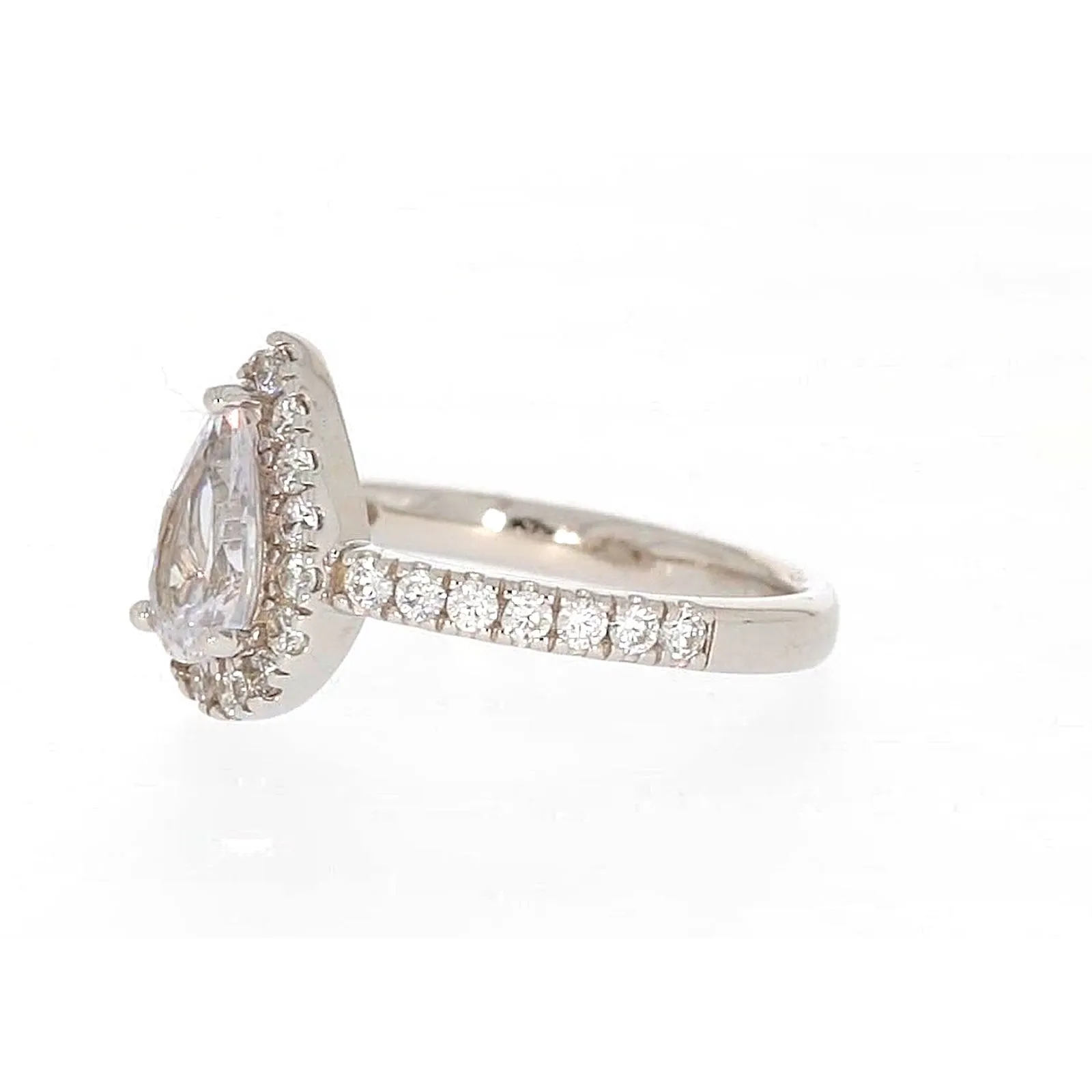 Sterling Silver Cubic Zirconia Pear Ring