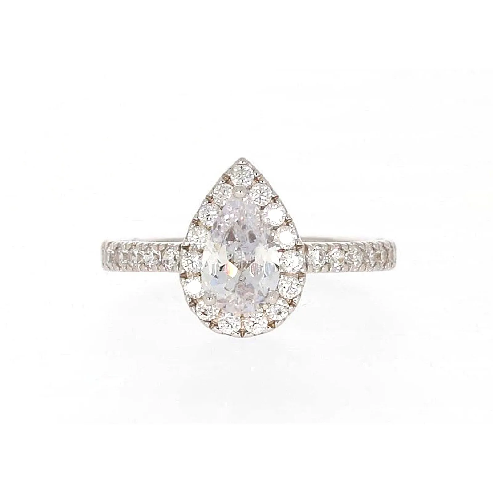 Sterling Silver Cubic Zirconia Pear Ring