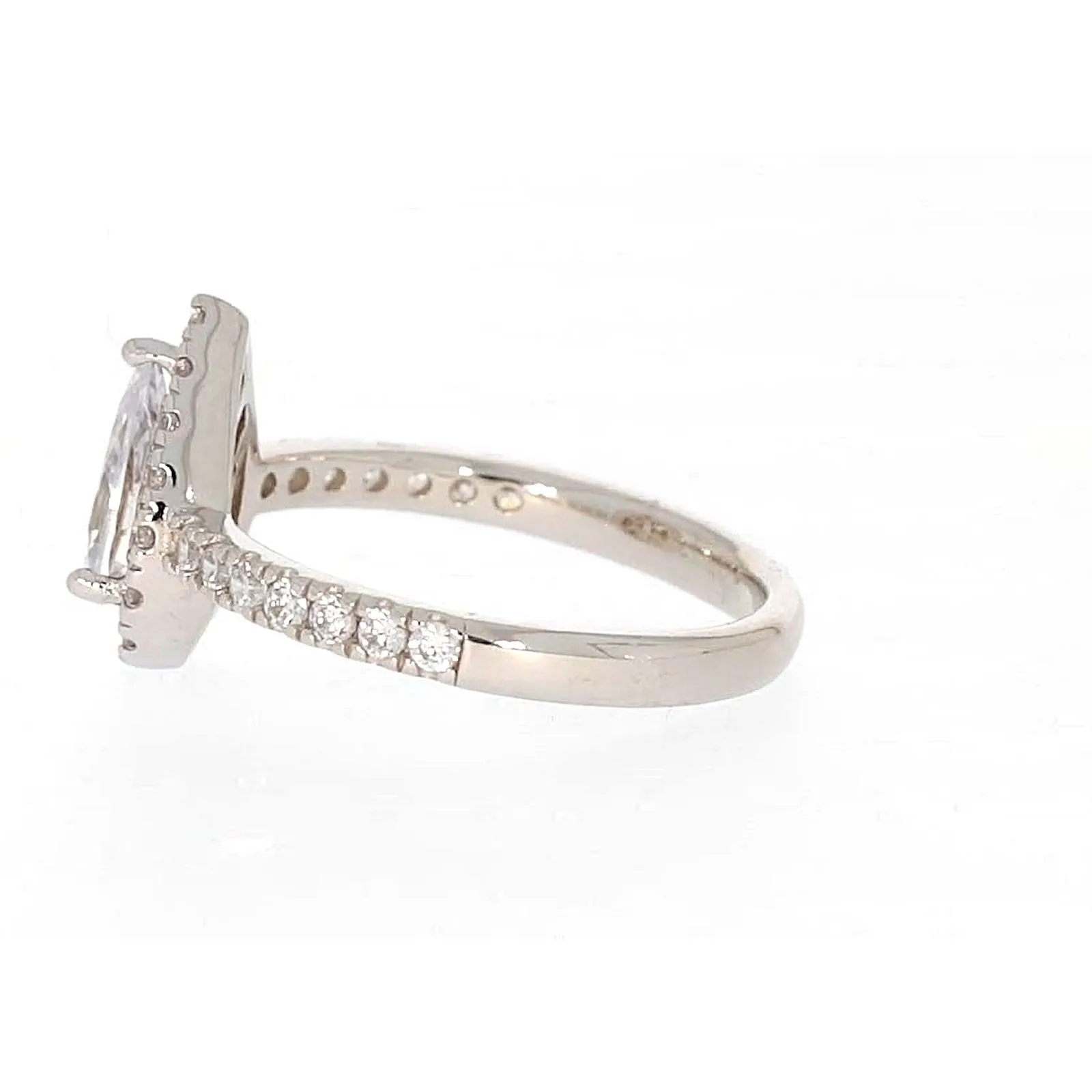 Sterling Silver Cubic Zirconia Pear Ring