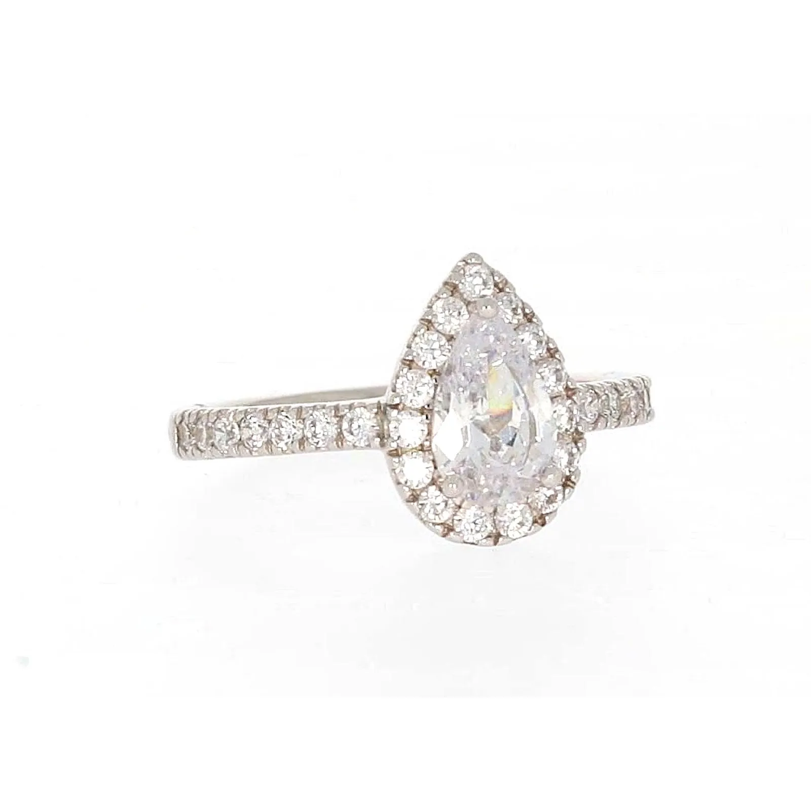 Sterling Silver Cubic Zirconia Pear Ring
