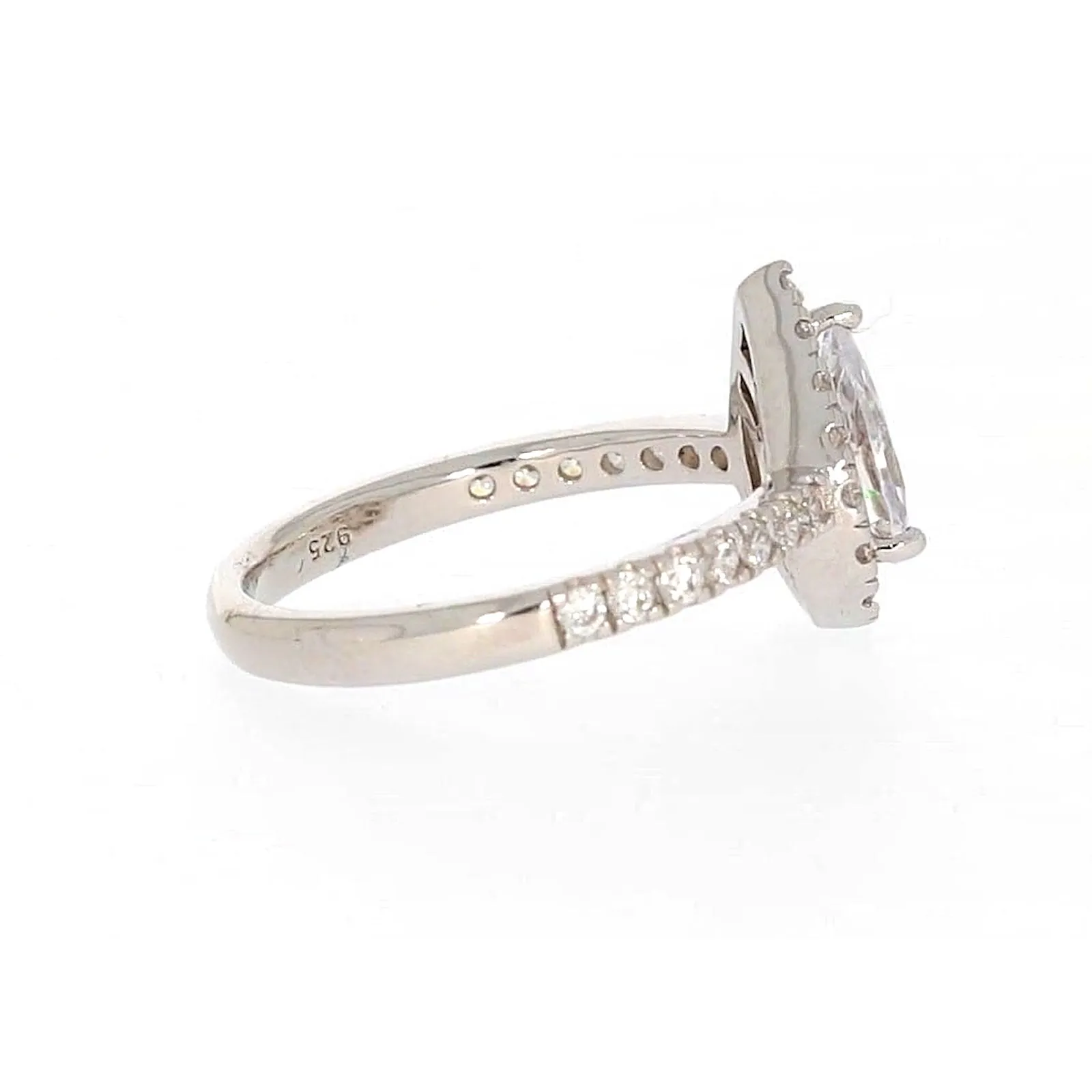 Sterling Silver Cubic Zirconia Pear Ring