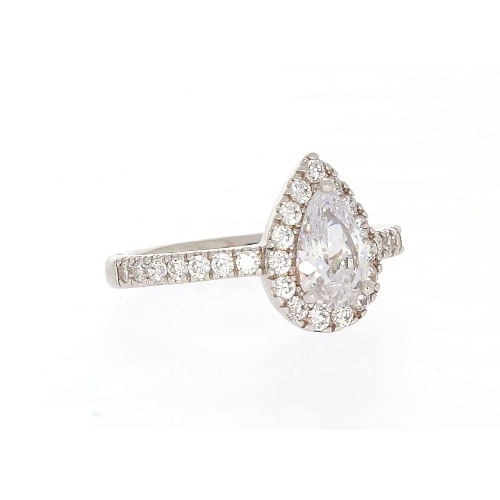 Sterling Silver Cubic Zirconia Pear Ring