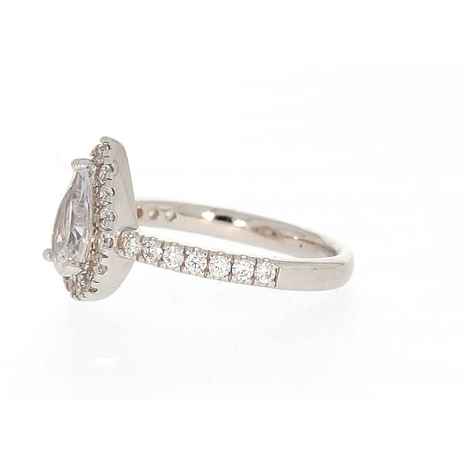 Sterling Silver Cubic Zirconia Pear Ring