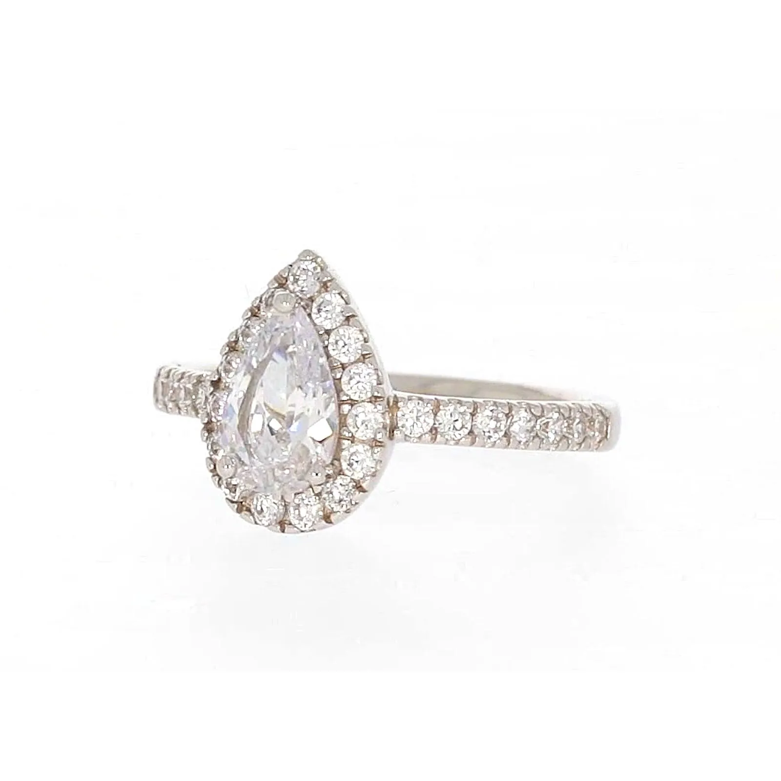 Sterling Silver Cubic Zirconia Pear Ring