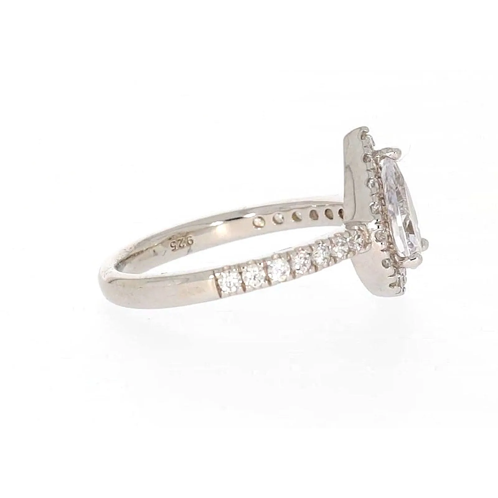 Sterling Silver Cubic Zirconia Pear Ring