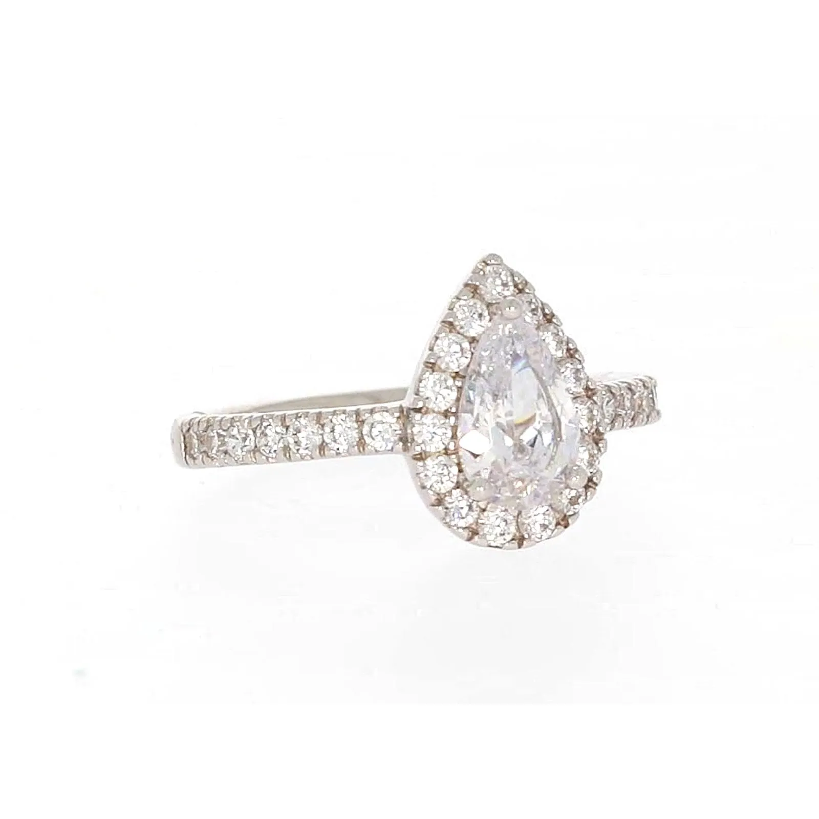 Sterling Silver Cubic Zirconia Pear Ring