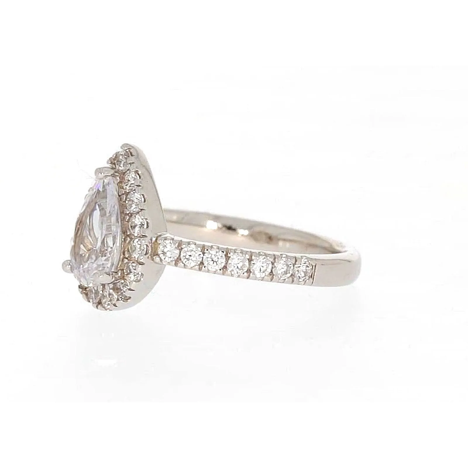 Sterling Silver Cubic Zirconia Pear Ring