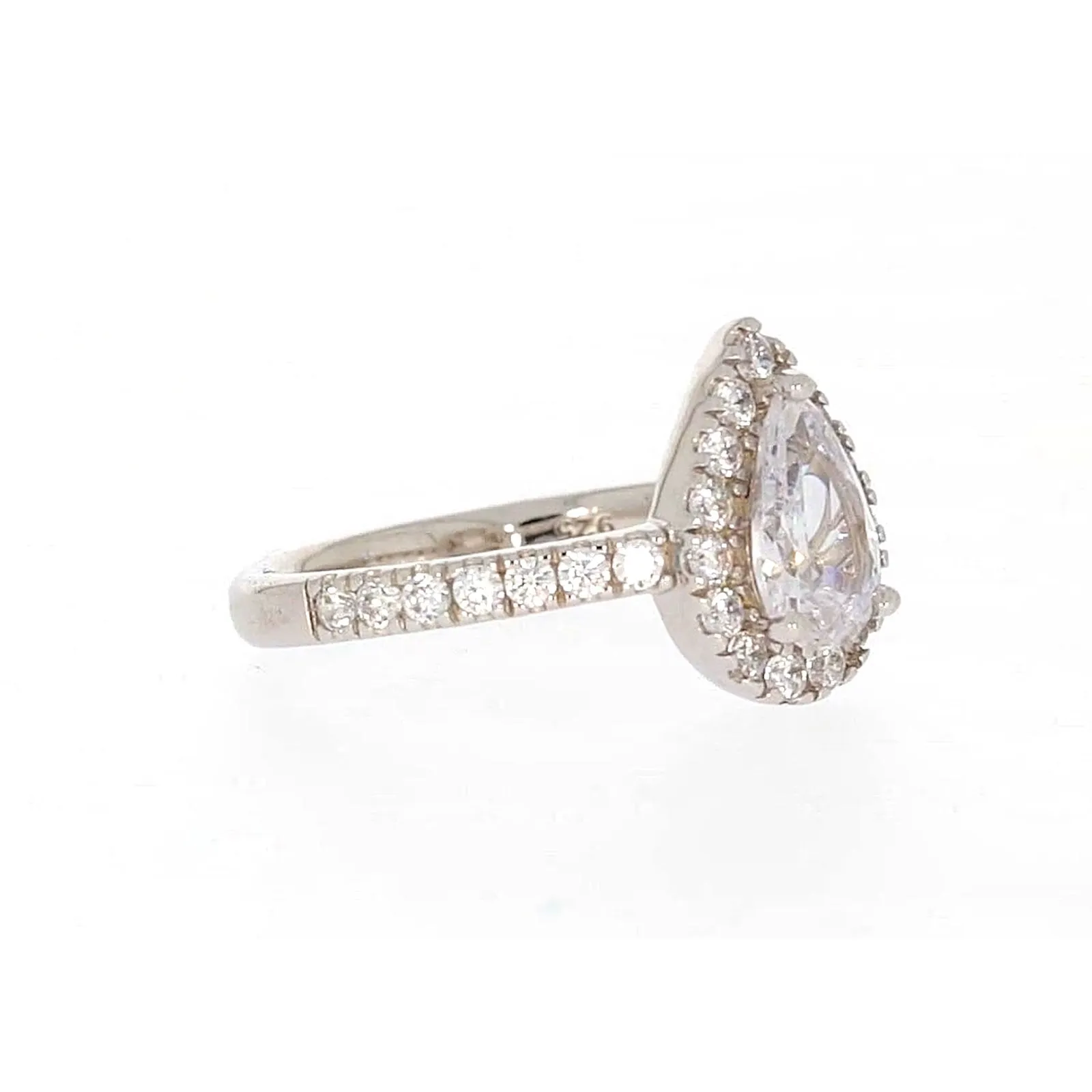 Sterling Silver Cubic Zirconia Pear Ring