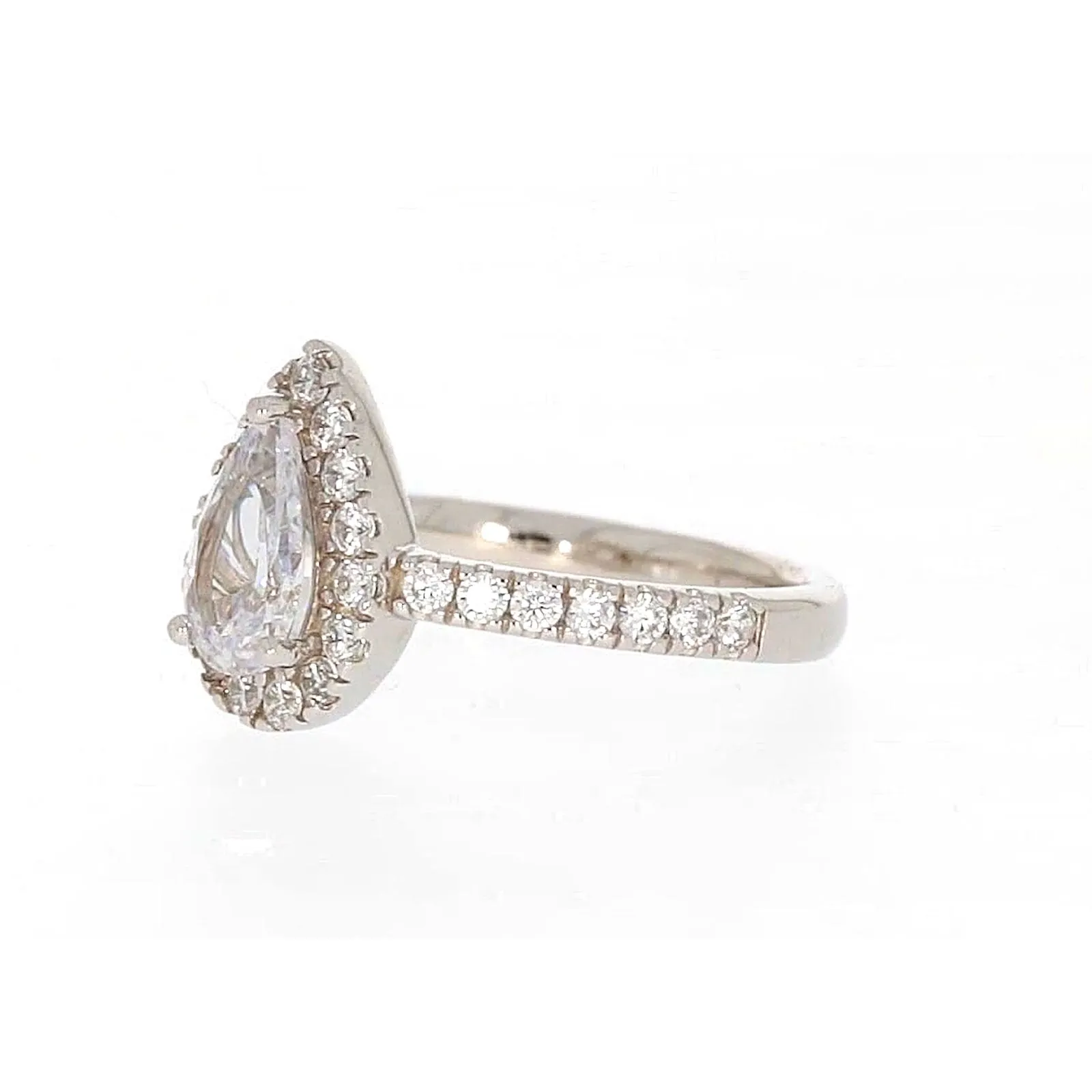 Sterling Silver Cubic Zirconia Pear Ring