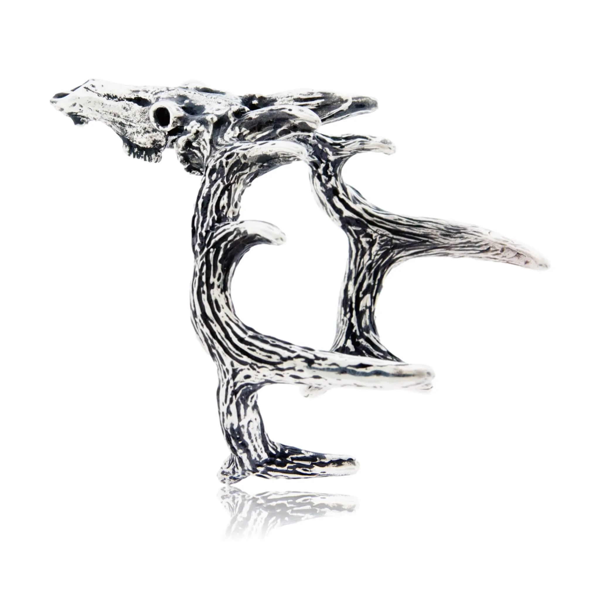 Sterling Silver European Mount Elk Skull Bracelet