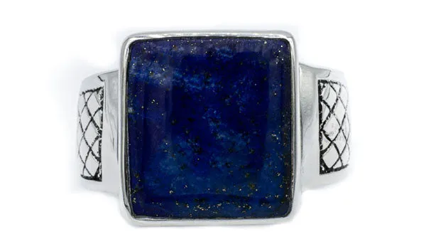 Sterling Silver Lapis Gemstone Signet Ring