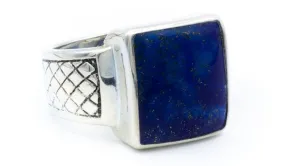 Sterling Silver Lapis Gemstone Signet Ring