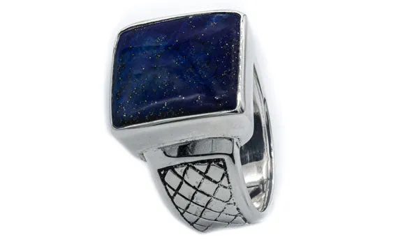 Sterling Silver Lapis Gemstone Signet Ring