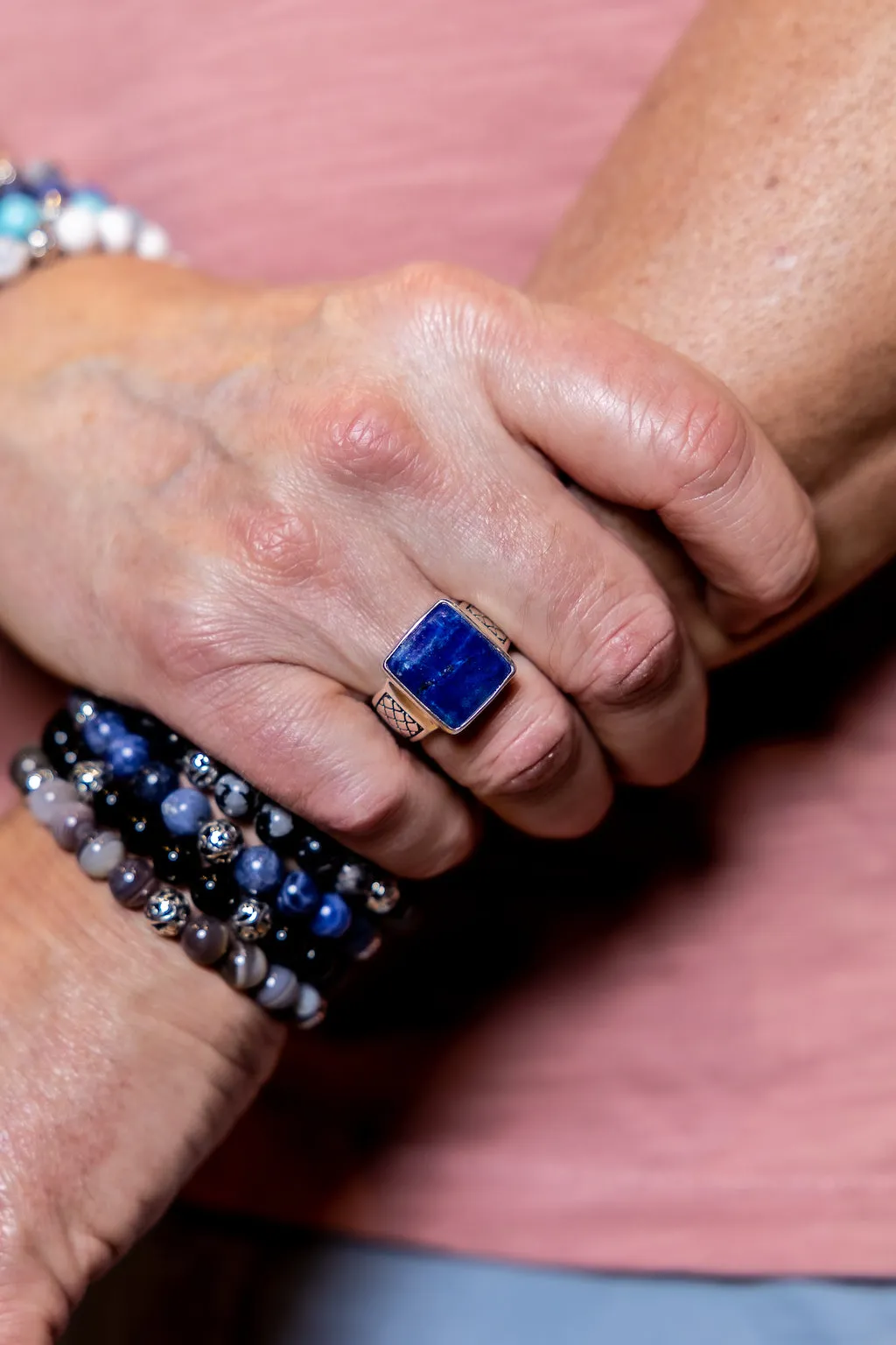 Sterling Silver Lapis Gemstone Signet Ring