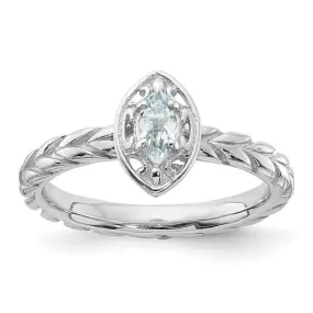 Sterling Silver Stackable Expressions Aquamarine Marquise Ring