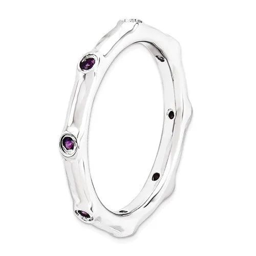 Sterling Silver Stackable Expressions Bezel Set Amethyst Ring