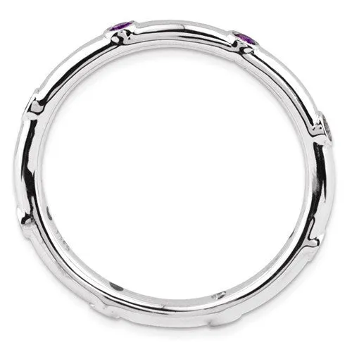 Sterling Silver Stackable Expressions Bezel Set Amethyst Ring