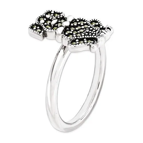 Sterling Silver Stackable Expressions Marcasite Dog Ring