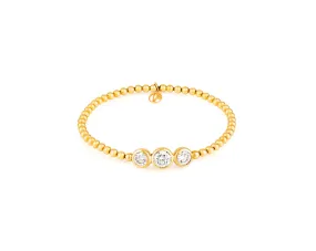 Stirata Three Diamond Gold Stretch Bracelet