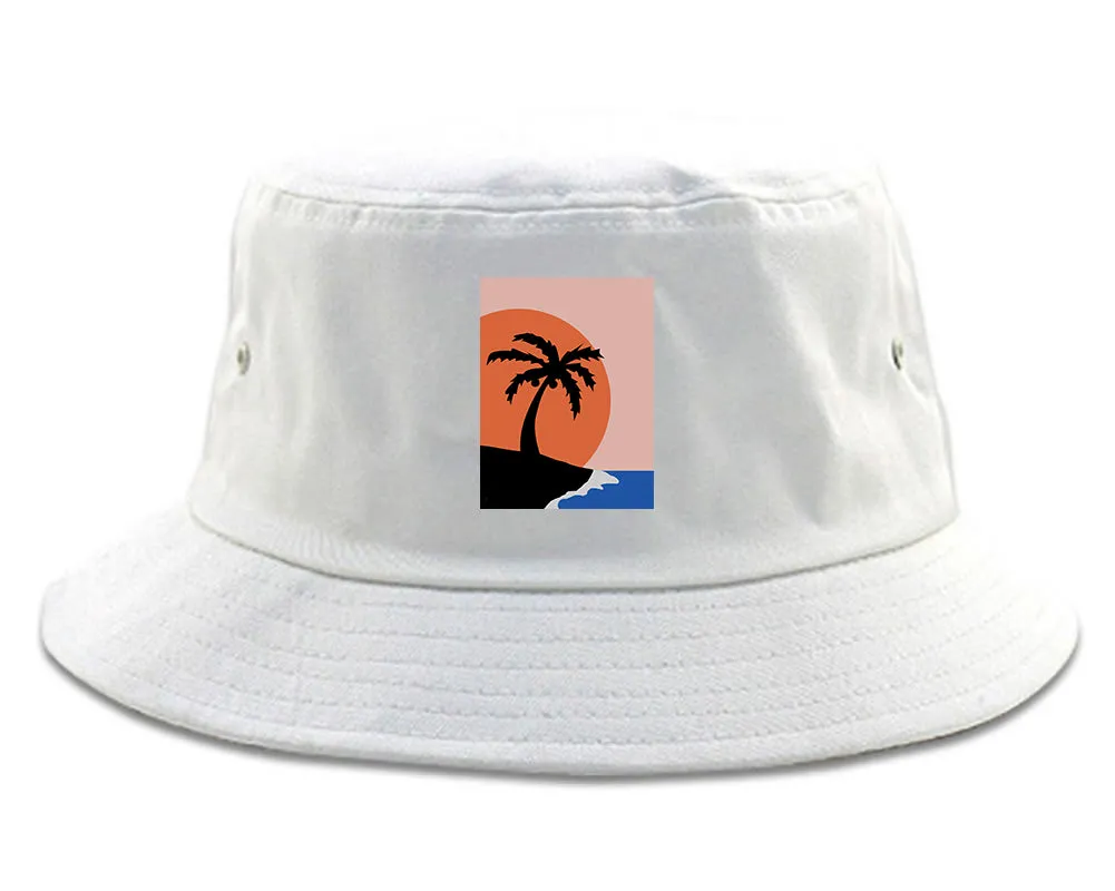 Sunset Palm Tree Vacation Mens Bucket Hat