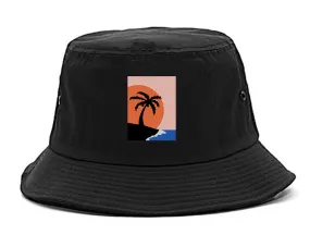 Sunset Palm Tree Vacation Mens Bucket Hat