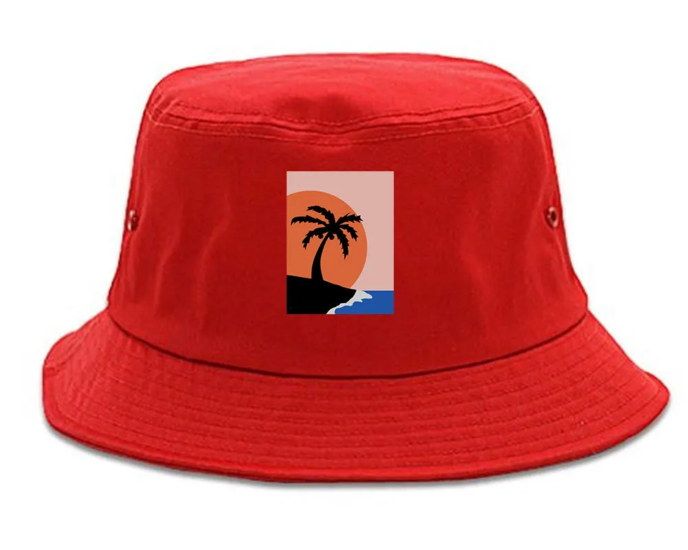Sunset Palm Tree Vacation Mens Bucket Hat