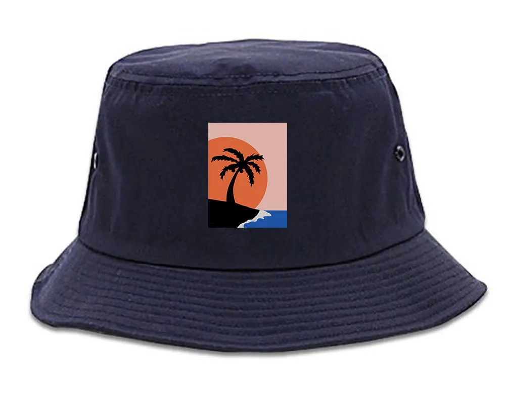 Sunset Palm Tree Vacation Mens Bucket Hat
