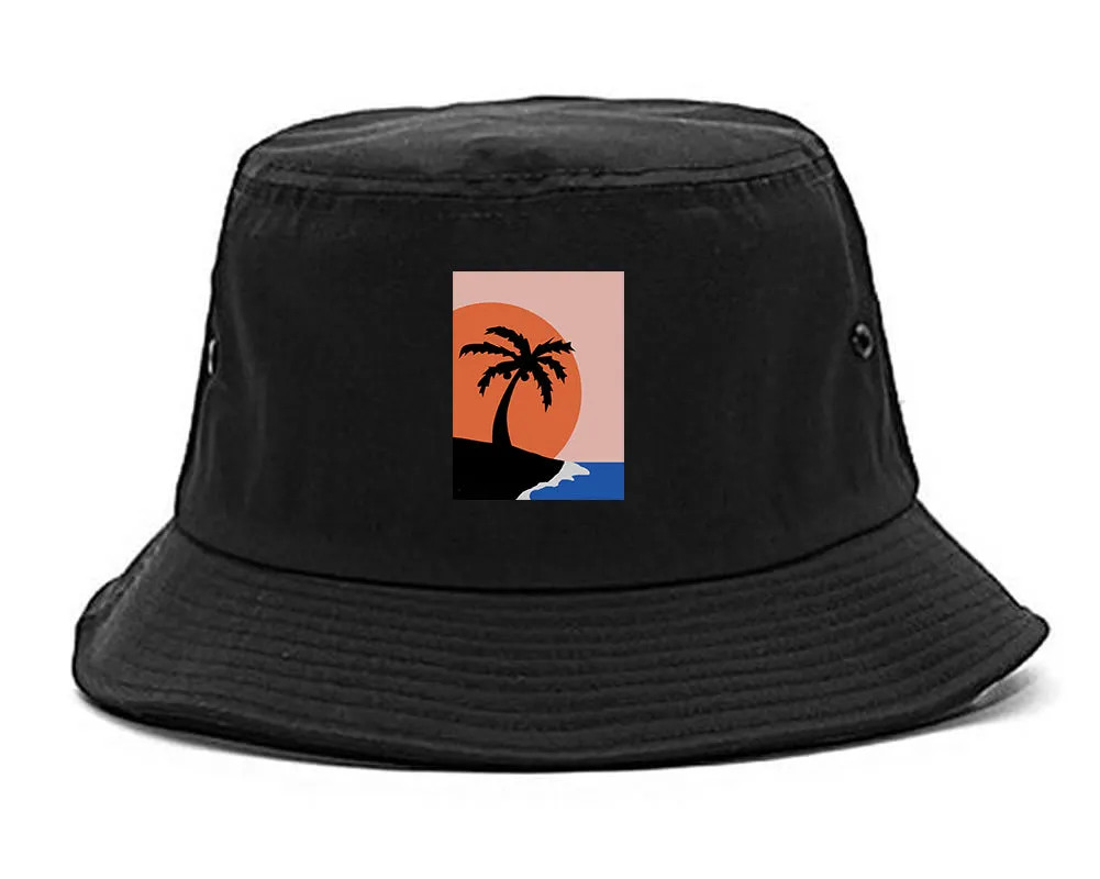 Sunset Palm Tree Vacation Mens Bucket Hat