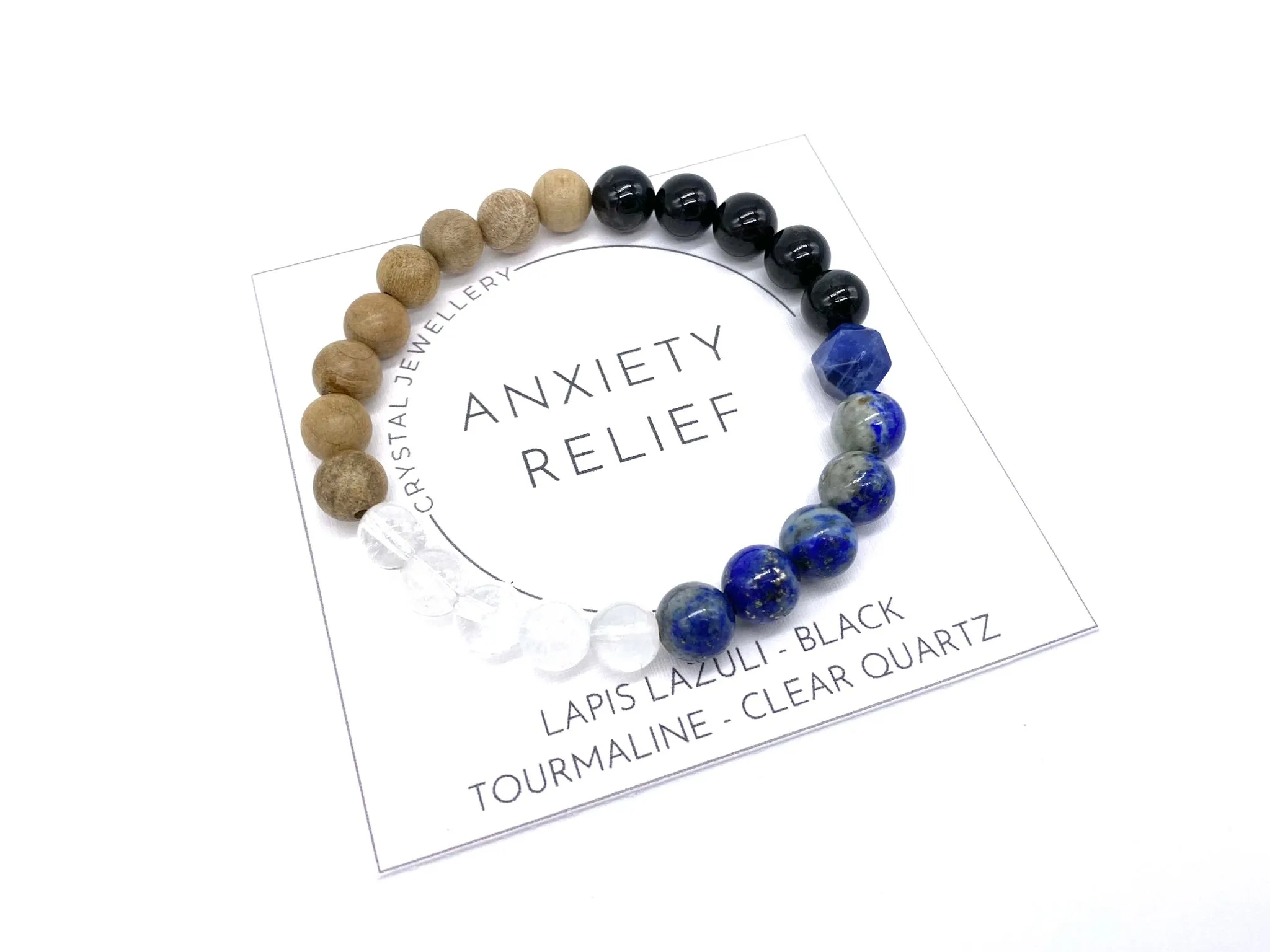 Support 8mm Crystal Bracelet - Oil Diffuser Bracelet - Lapis Lazuli and Tourmaline, Clear Quartz Crystal Bracelet