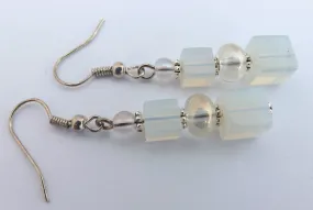 Synthetic Opal & Lustre Finish Bead Earrings