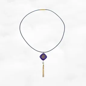 Tassel Lapis Leather Necklace