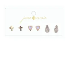 Triple The Love Earring Opal Heart