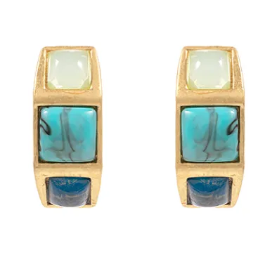 Turquoise Square Stone Hoop