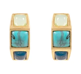 Turquoise Square Stone Hoop