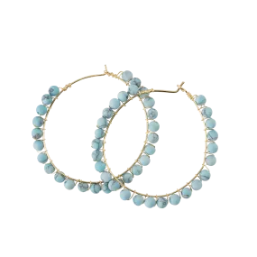 *Turquoise Stone Hoop Earrings